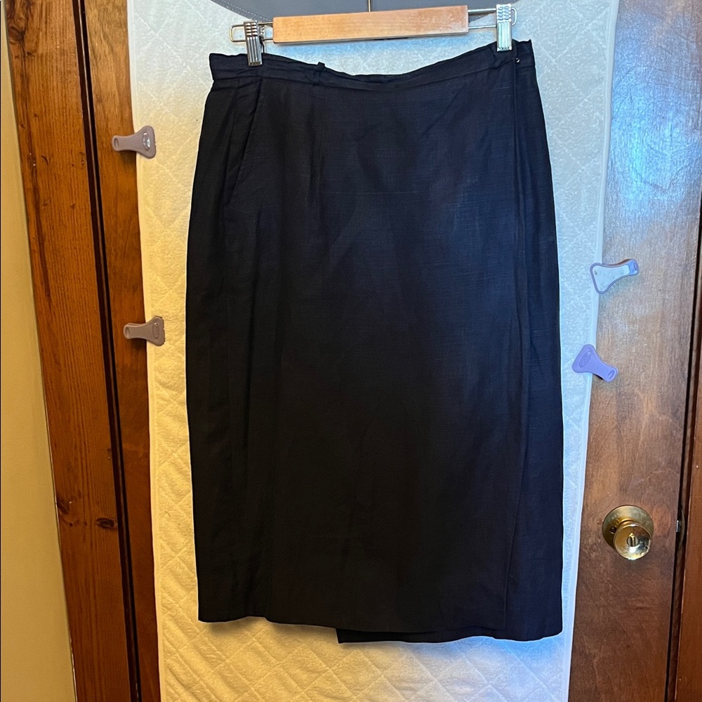 Ralph Lauren Vintage Navy Linen Midi Skirt